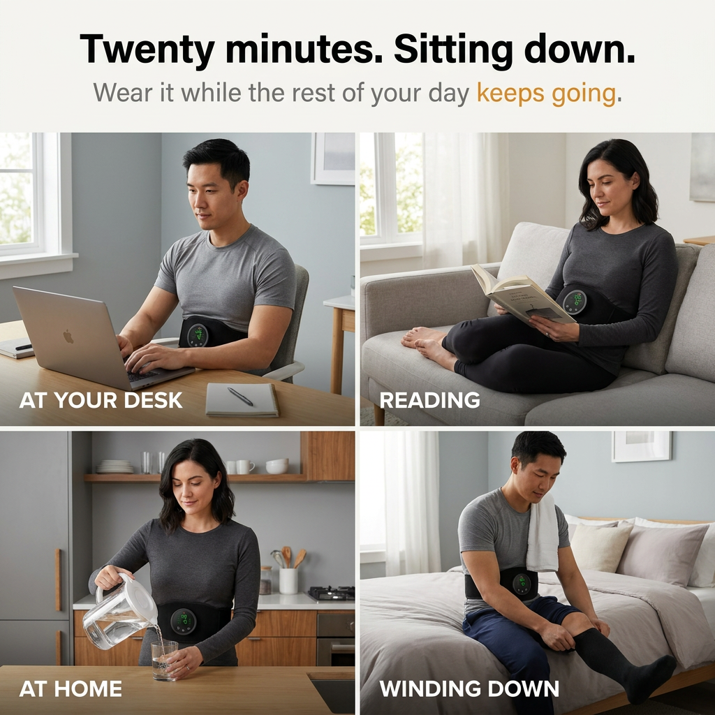 Twenty minutes, sitting down - at your desk, reading, at home, winding down